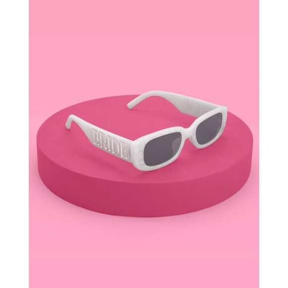 Bride Sunglasses White Marble Silver Logo Bachelorette Bridal Shower Accessory main image 5